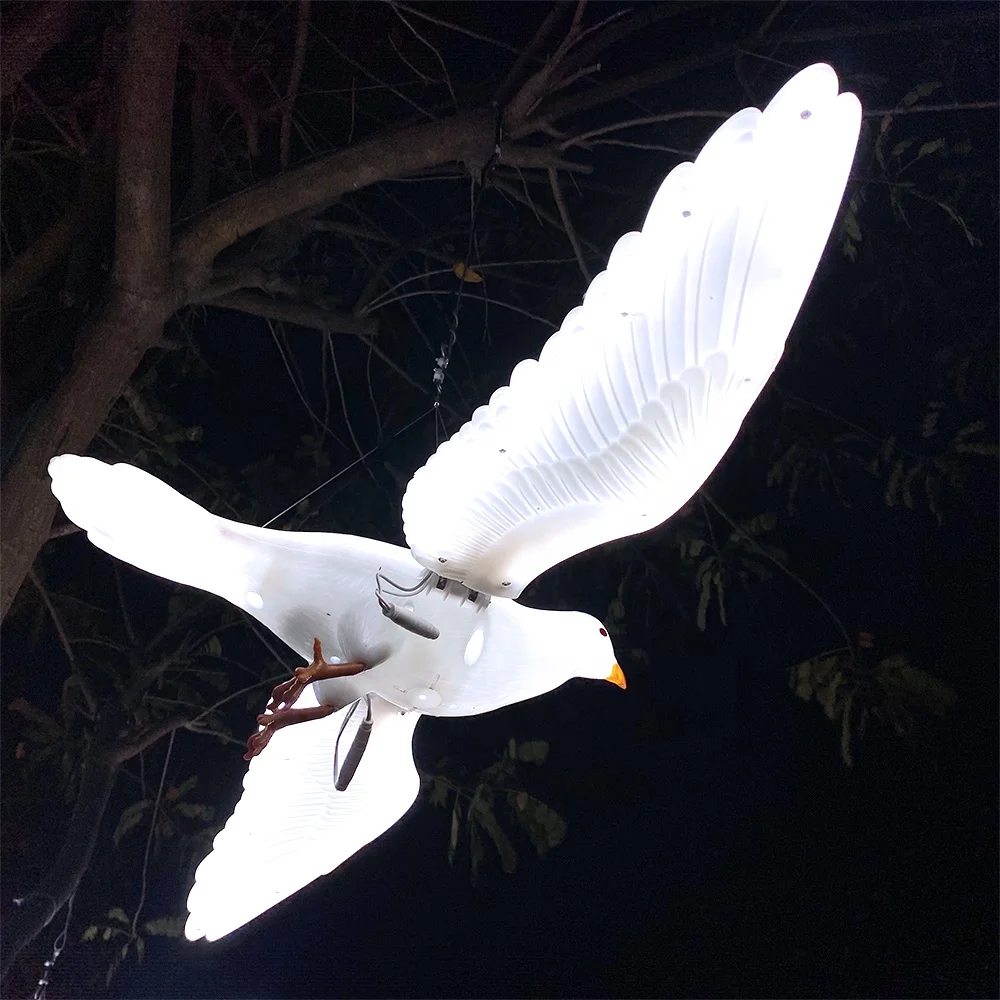 White and Blue LED Bird 3D Pigeon-Shaped Lamp Christmas Outdoor Decoration Halloween Landscape Park Decor Lighting