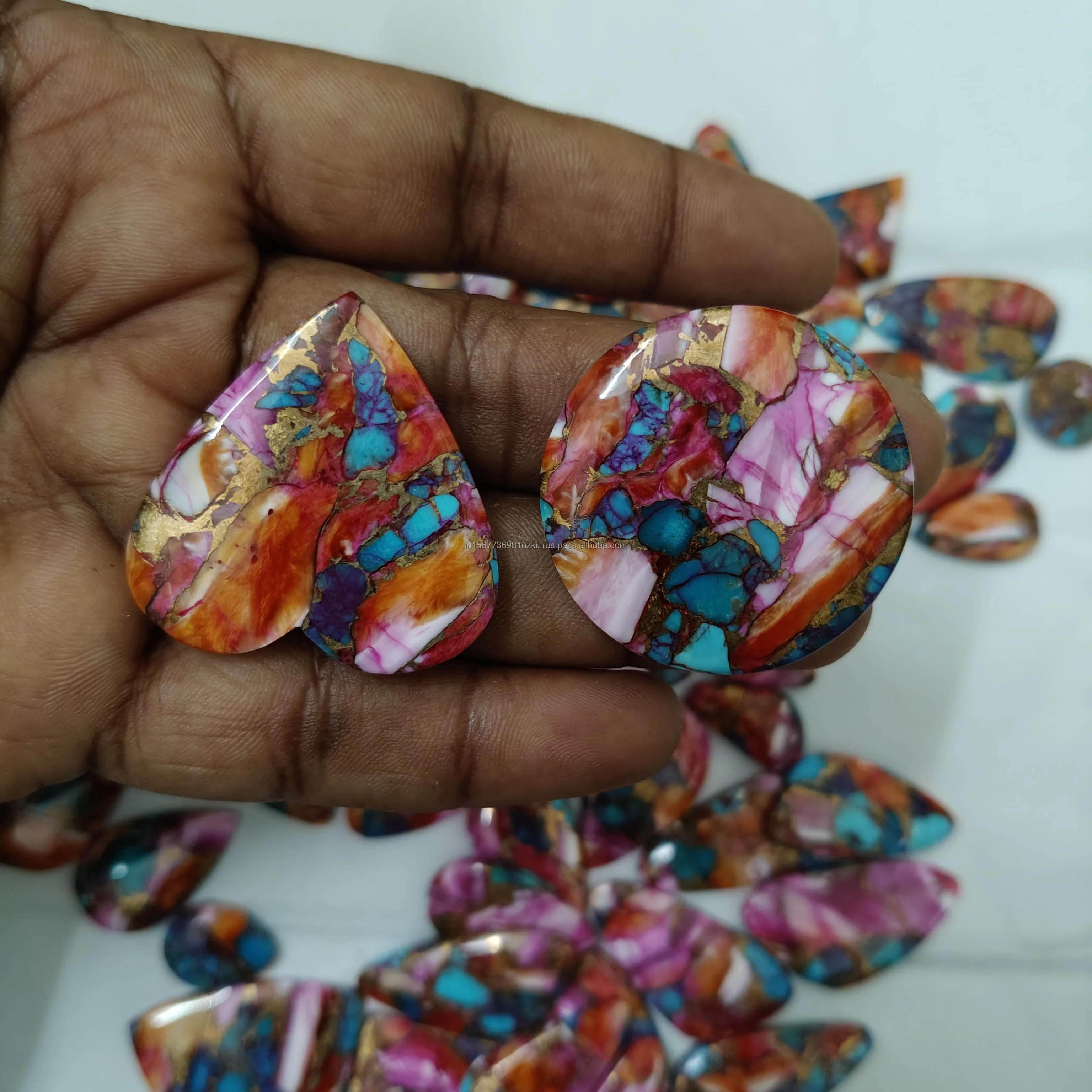 Top Grade Quality 100% Natural Pink Spiny Oyster Turquoise Heart Shape Precious Jewelry Making Stone at Affordable Prices Bulk