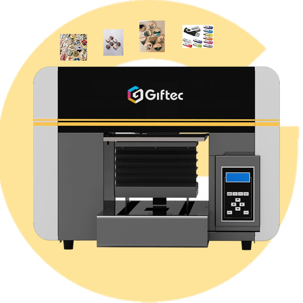 Giftec Новое поступление A3 Pro Настольный струйный CCD Uv принтер TX800/ XP600/ I3200 визуальное позиционирование UV для ручки индивидуальные подарки