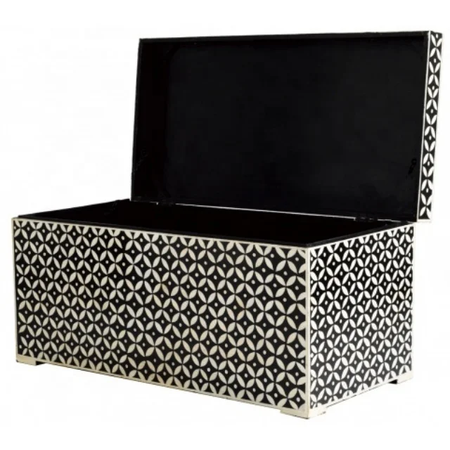super Quality MDF Bone Inlay geometry pattern Serving storage box  for used export sell and shop