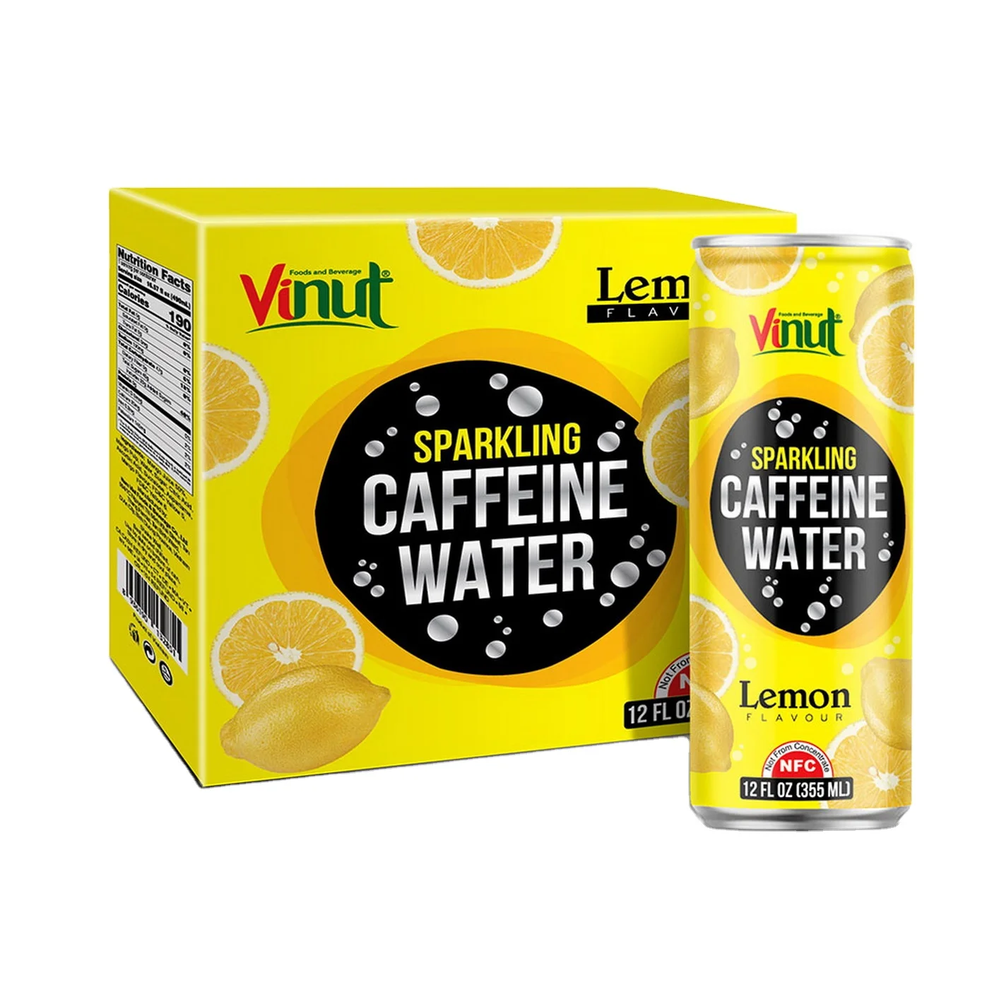 355ml Carbonated drinks VINUT Can (Tinned) Caffeine water Lemon Distribution Real fruit juice OEM Beverage