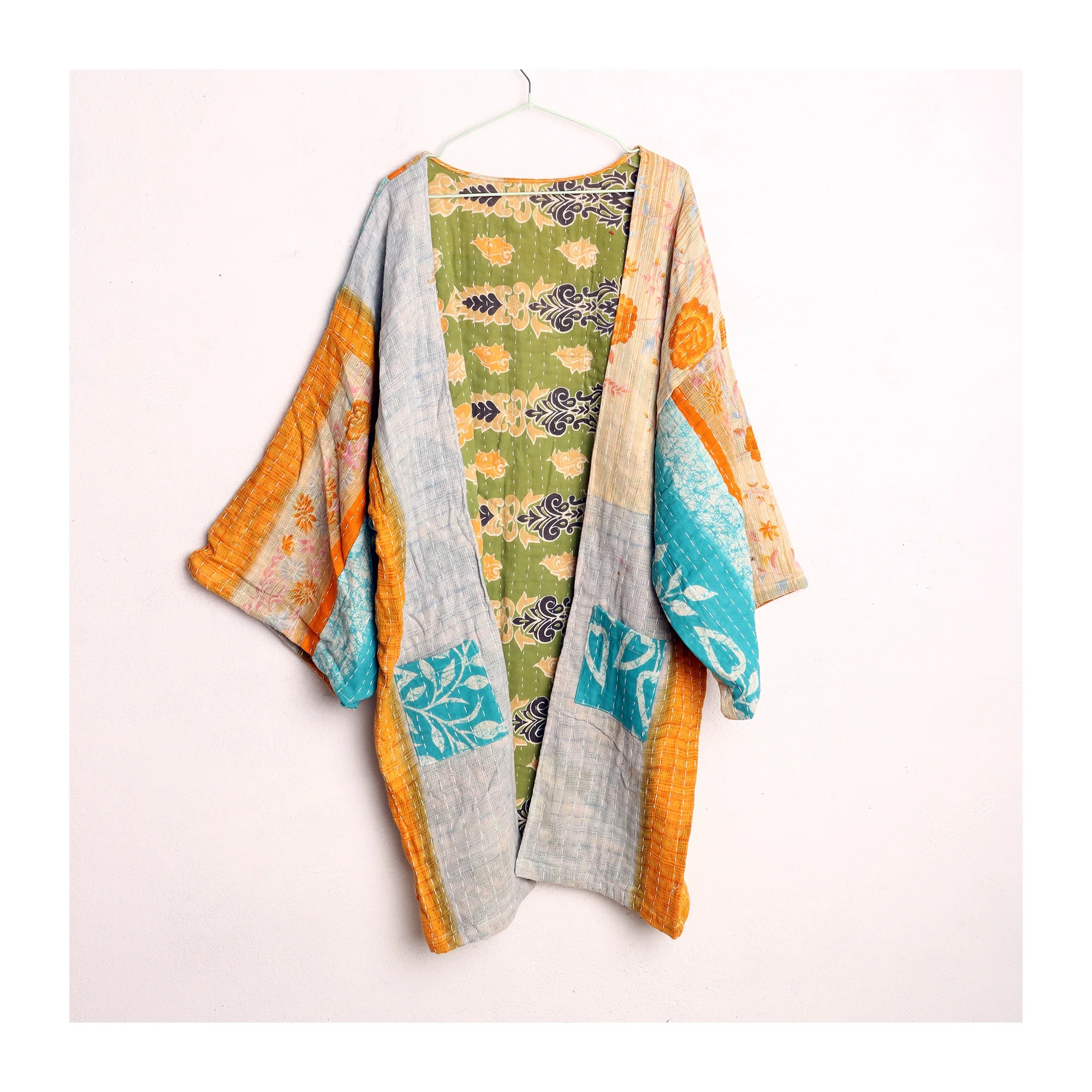 Indian cotton handmade vintage kantha quilt jacket handmade ethnic quilted jacket for women custom free size quilt