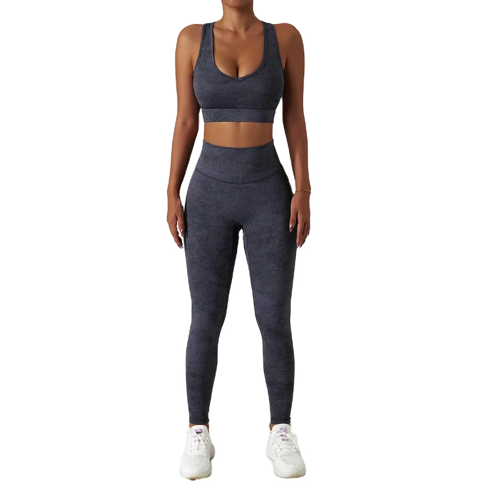 2023 New Stylish Women Fitness Clothing Sets Yoga Tank Top Gym Wear Women Sports Legging and Sport Bra Set