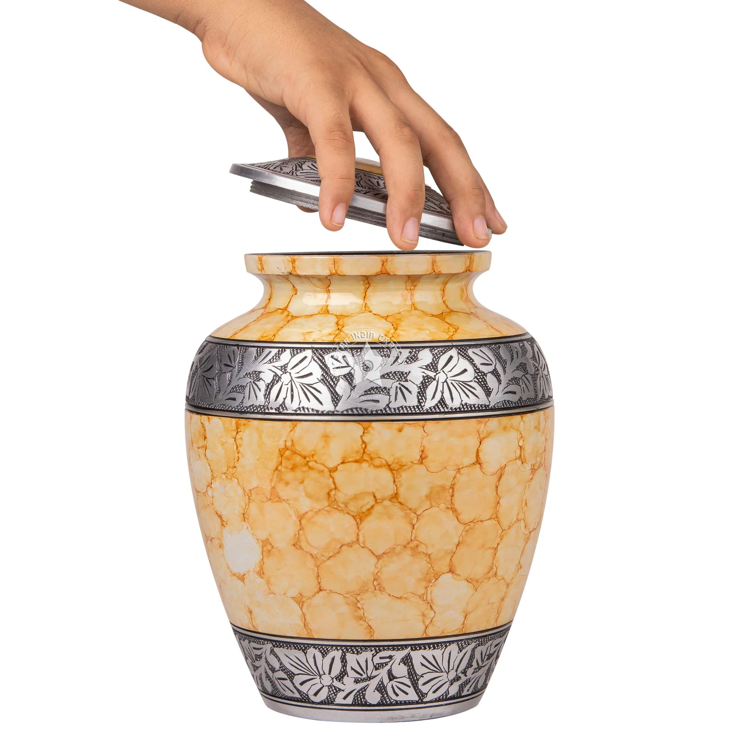 Peaceful Funeral Cremation Aluminium Urn for Ashes- Adult Large Funeral Urns Handcrafted - STAR INDIA CRAFT