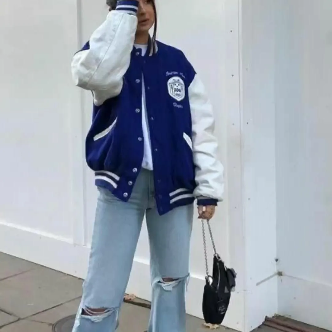 2022 OEM korean university chenille patch varsity jackets oversize men women simple beauty windbreaker letterman coat