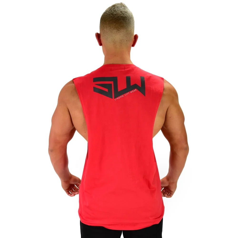 
White Loose gym man tank top bodybuilding custom logo printing training weight lifting men singlet sports wear 