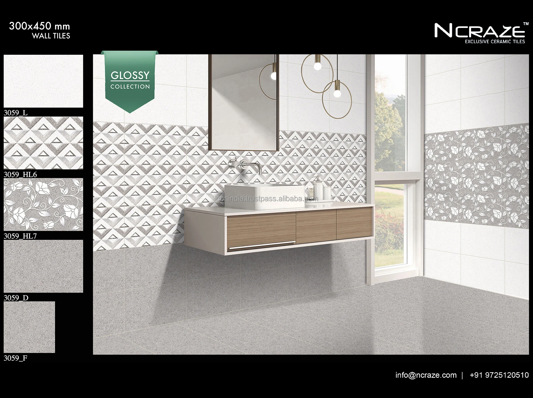 Керамическая настенная плитка по очень низкой цене размером 300x450 мм с глазурованной глянцевой отделкой для