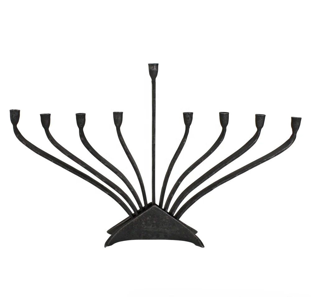 Direct Factory Wholesale wrought iron candles Menorah Chanukah Hanukkah Lamp Crystal arch flame curve architectural design