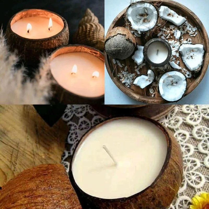 Coconut Shell Bowls Candle Soy Wax Coconut Candle With Wood Wick Made In Vietnam