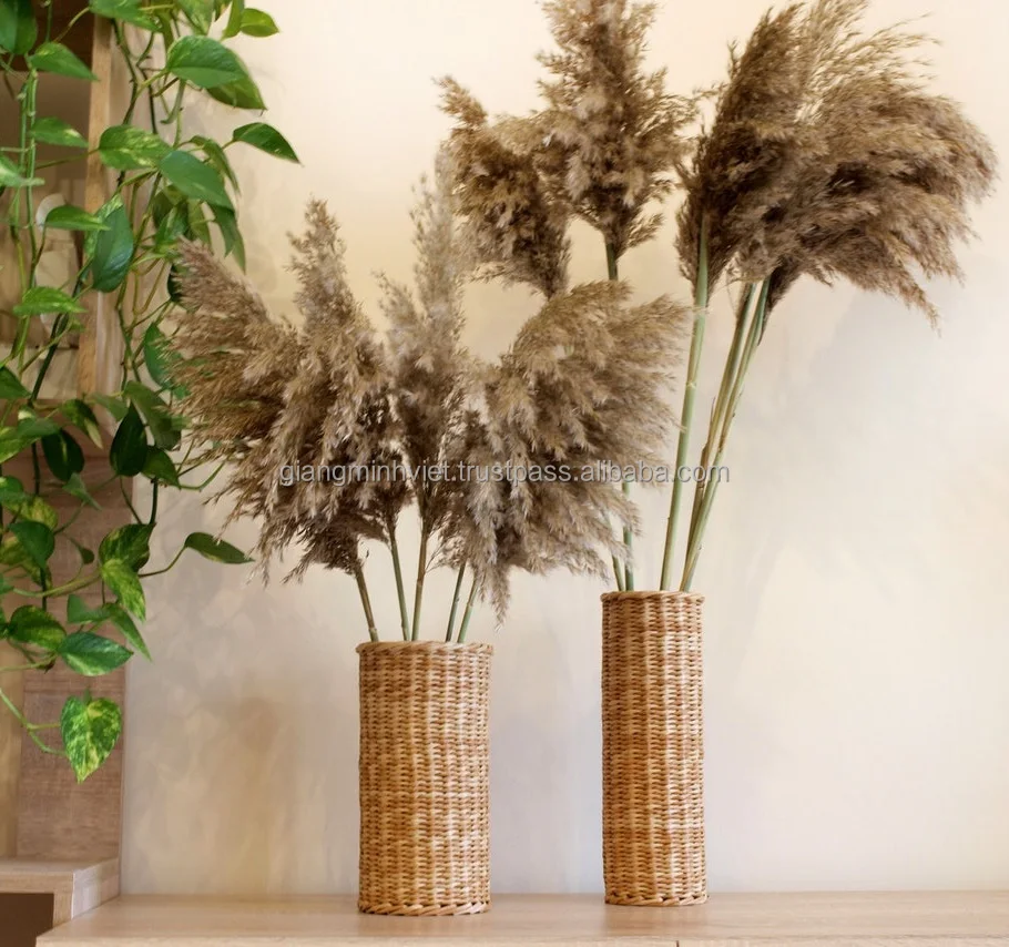 Woven seagrass dried flower vase rattan wicker seagrass vase boho floor vase for home decor