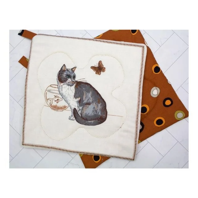 Promotion Durable Trendy Round Shape Sublimated Digital Embroidered Best Selling 2023 Custom Logo Organic Cotton Hot Pot Holder