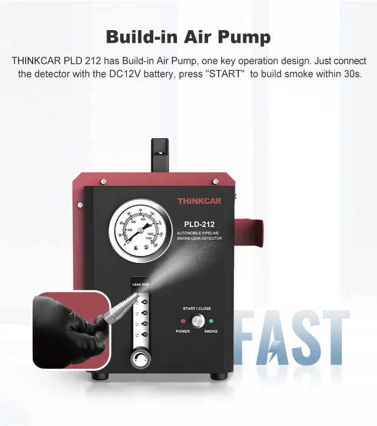 Vacuum Automotive Smoke Machine Leak Detector Diagnostic Tester THINKCAR PLD 212 Turbo EVAP system test