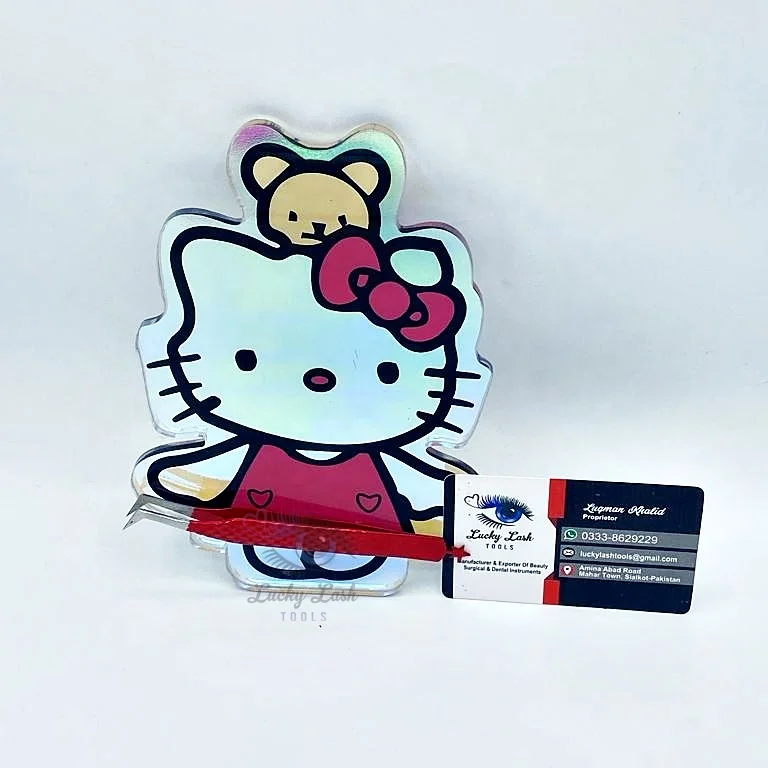 TK-Hello Kitty Tile Customizable Eyelash Extension Pallet Transparent Lash Tile Magnet Sustainable Acrylic Lash Tile for Beauty
