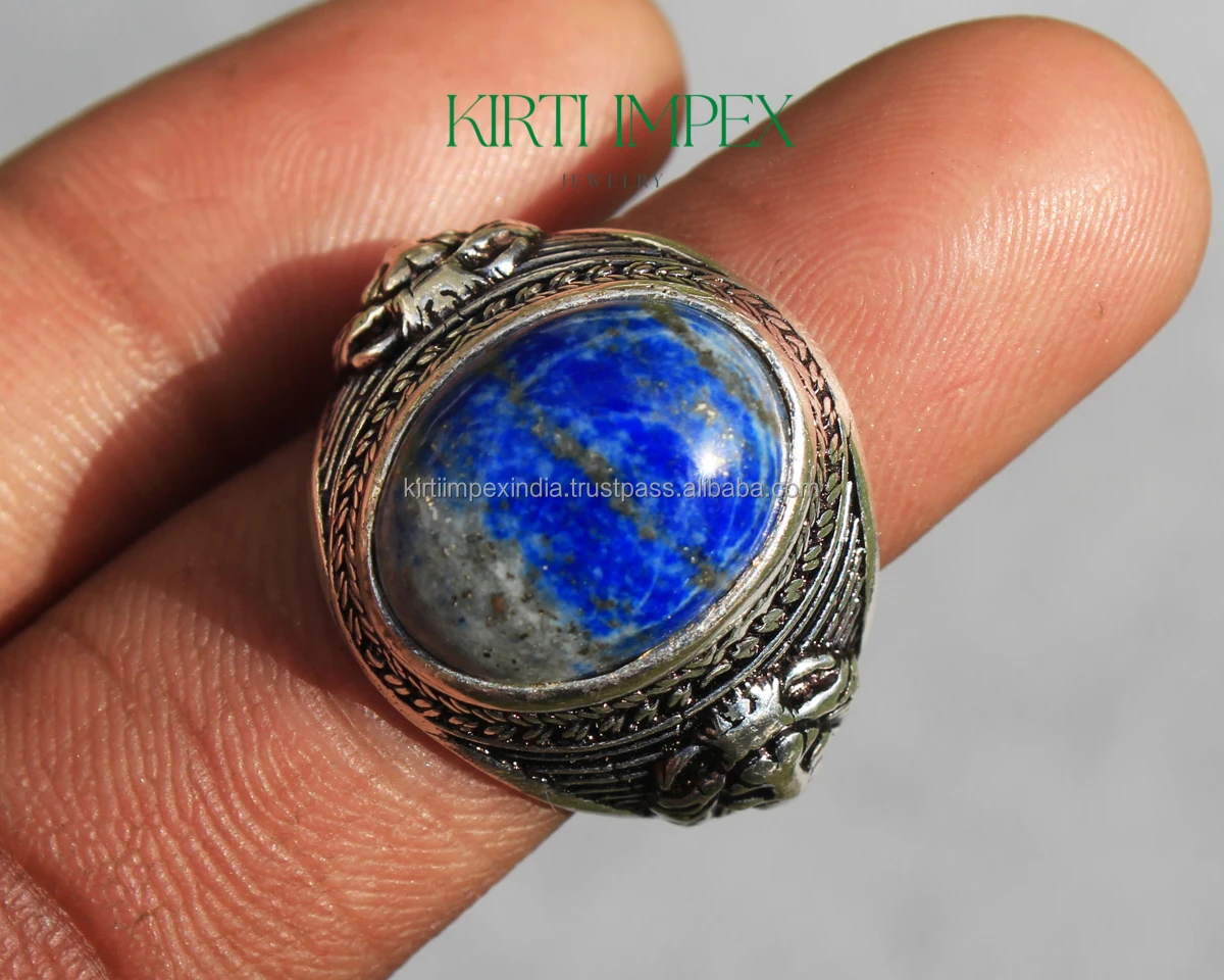 2022 новый дизайн модное готическое кольцо с драгоценным камнем турецкое мужское натуральным лазуритом
