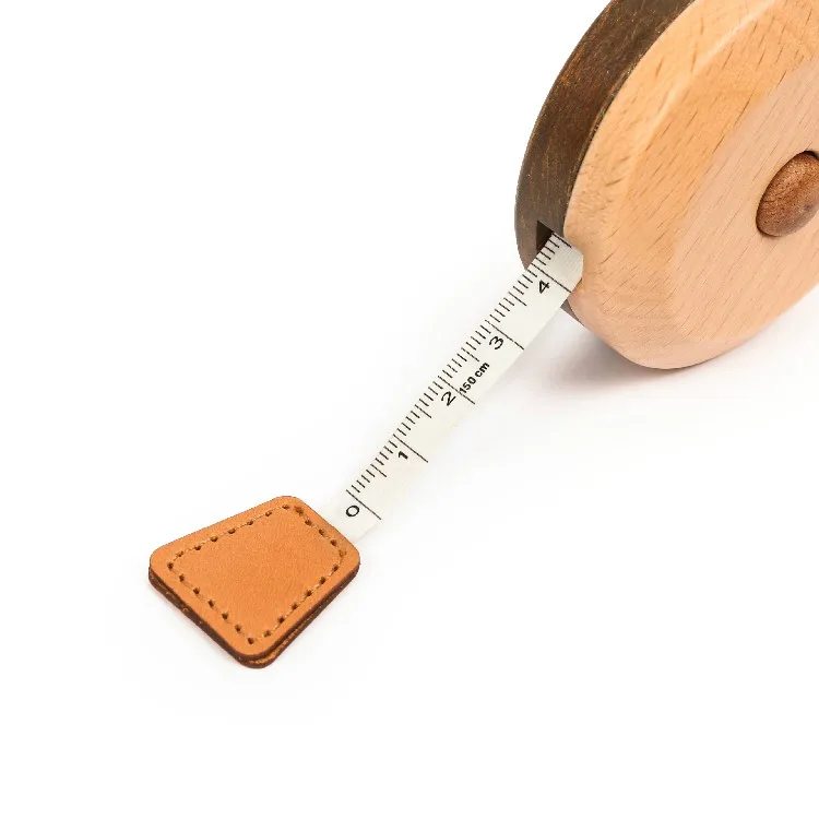 [2.4] Desk Accessories Wooden Stationery Round 1.5M Tape Measure
