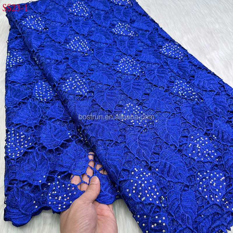 SS23   african lace fabric High Quality Soft Guipure Cord Lace Water Soluble Nigerian Tulle Lace For Wedding Party