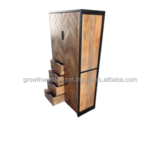 Newest Herringbone Wooden Wardrobe Furniture stylish Design 3 door & 4 Drawer storage Affordable Bedroom Room Home Furniture