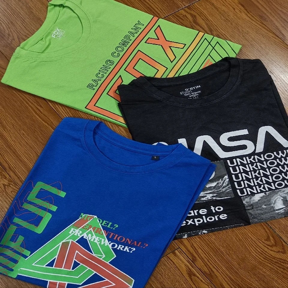 Custom 100% Cotton T-Shirt Heavyweight Oversized Drop Shoulder 220gsm 240gsm 300gsm Summer Branded Apparel Stock Lot Surplus