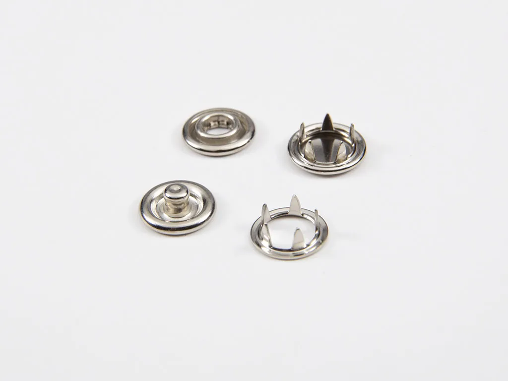 Pure Brass 9.5 mm white paint snap prong button 4 parts white paint