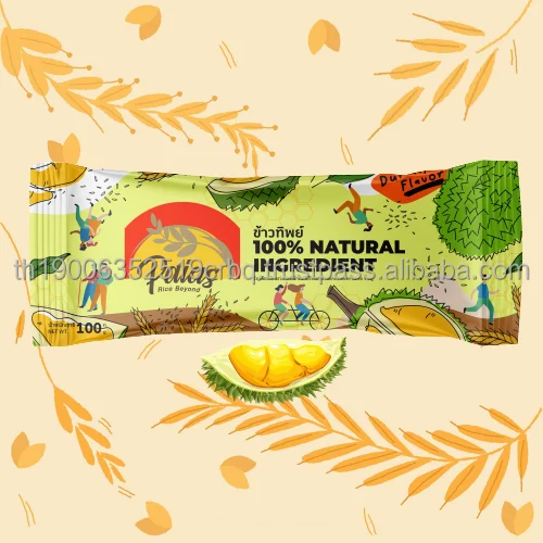 Delicious Best Seller Halal Snack Foods Multi Vitamin Rice Porridge Healthy Food Vegan Snack Durain Flavor Grain Snacks