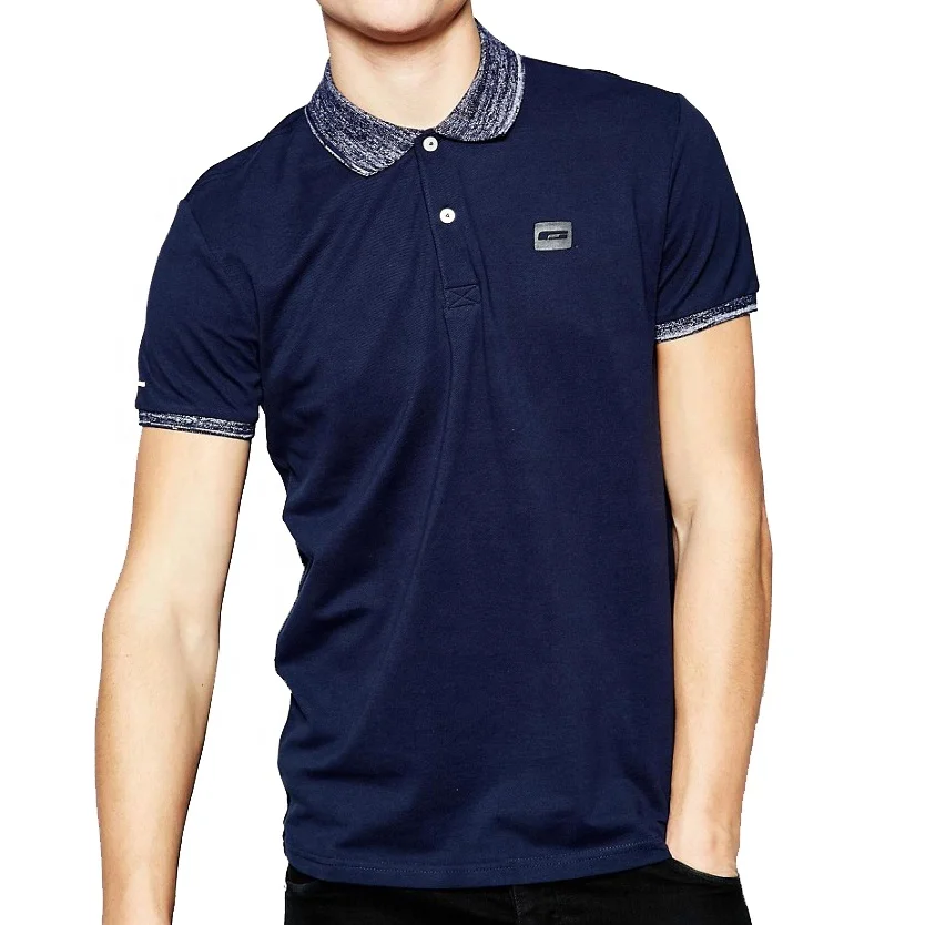Promotional customized breathable mens pique polo with jacquard collar classic fit t-shirts for advertisement wholesales BD