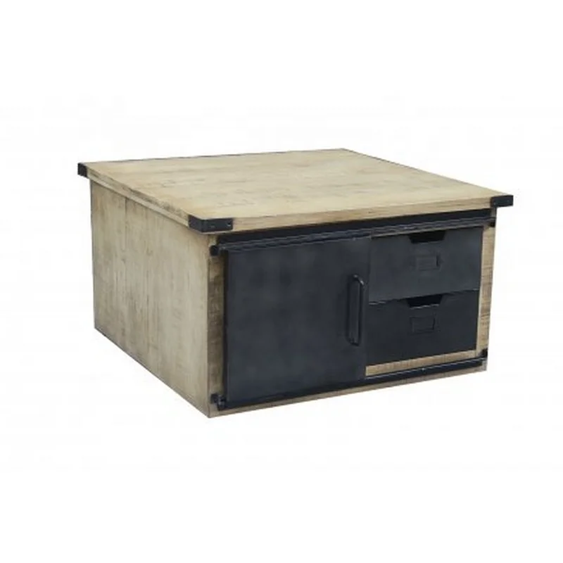 solid wood sliding door coffee table 2022 hot selling new design coffee table square shape metal doors sliding door coffee table