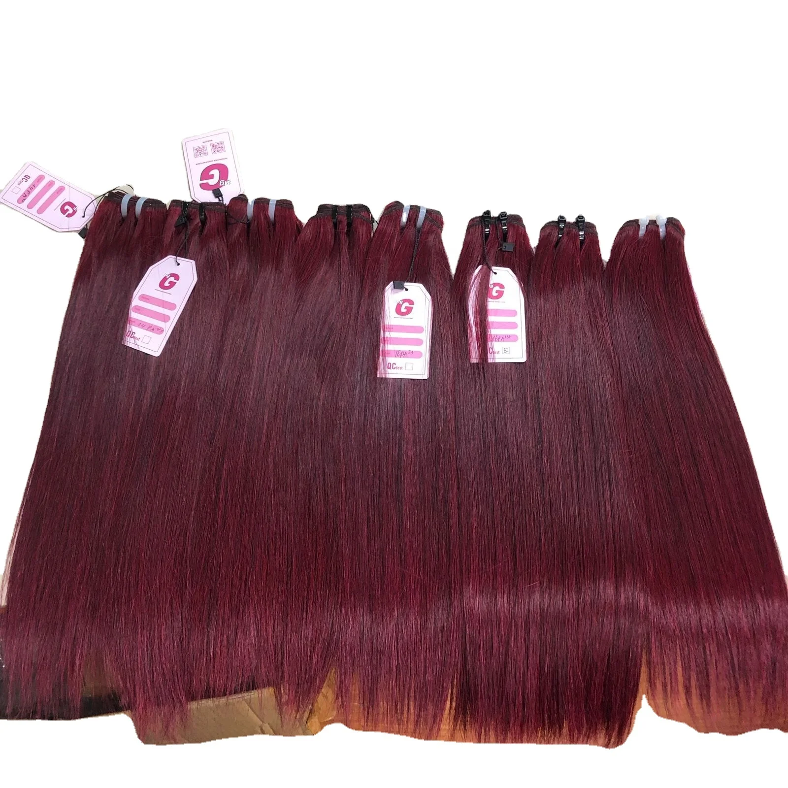 Bone straight red color wholesale human hair 100% virgin hair hot trend color for summer