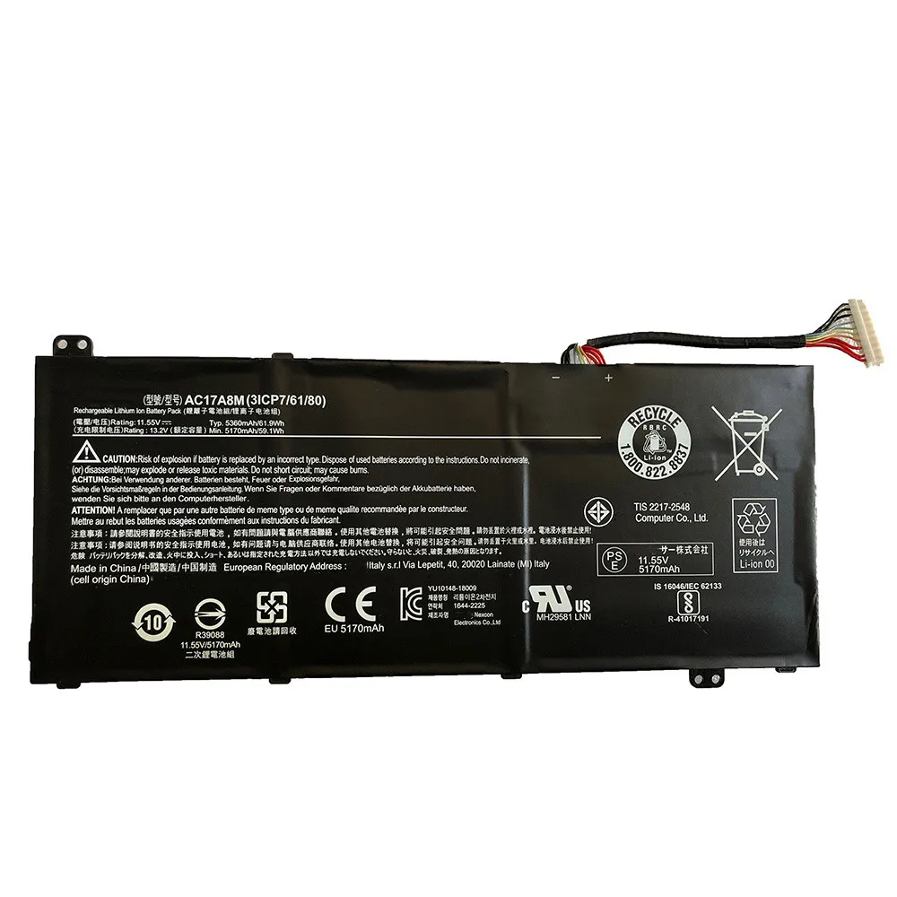 AC17A8M 11.55V Laptop Battery for Acer Spin SP314 SF314 TMX314-51-M MG TMX3410-MG TMX3310-M Series Notebook Battery