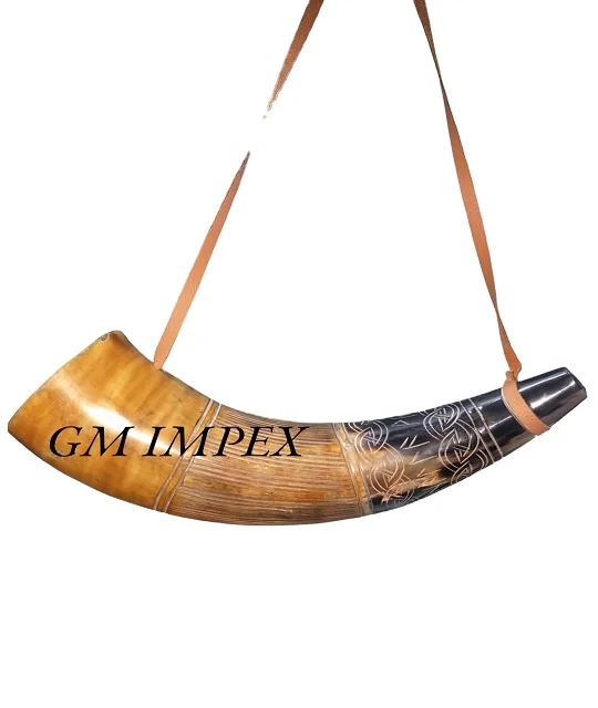 Viking Blowing Horn Battle Sounding Horn War Trumpet 18Inch Premium Ox Horn Blow by GM IMPEX