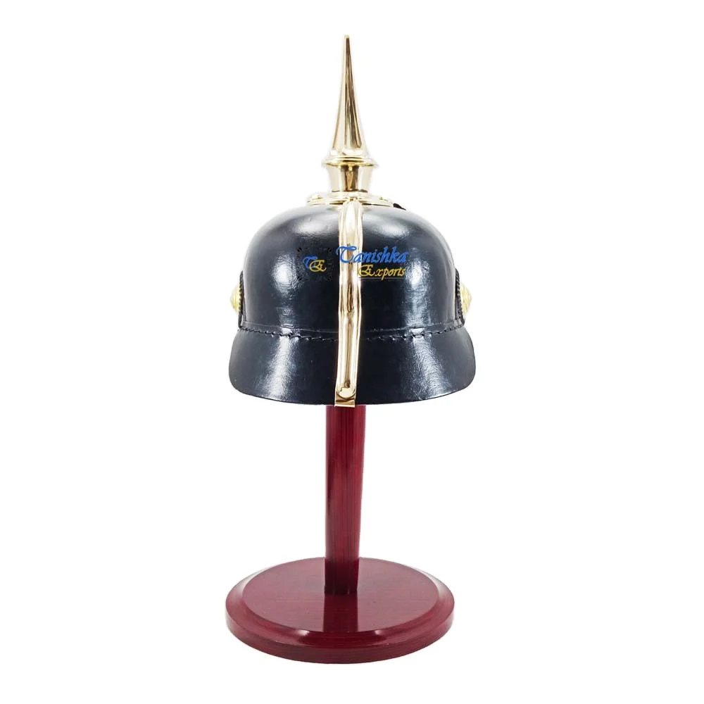 Best Quality German Leather Helmet Pickelhaube Helmet Prussian Garde Regiment Pickelhaube Handmade brass badge Leather Helmet