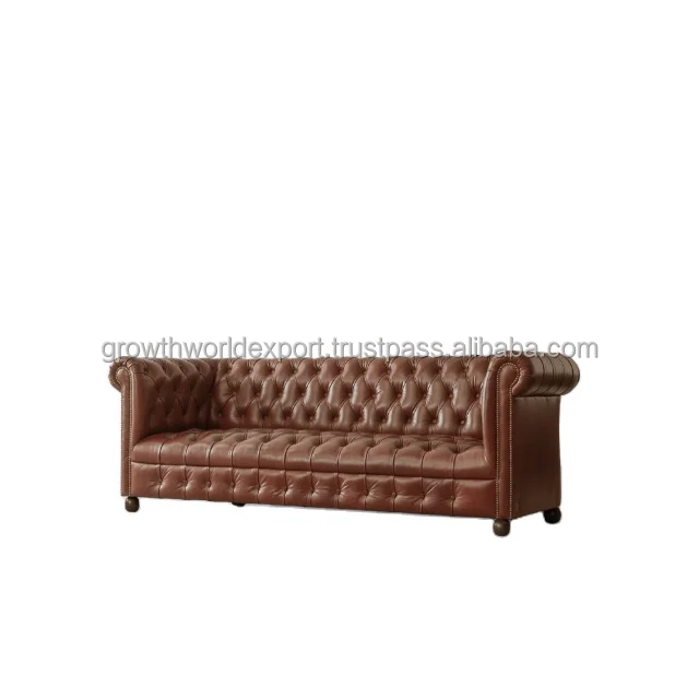 Chesterfield Brown Hot multi Seater Leather Sofa Chesterfield Restaurant Sofa Hotel Furniture Modern cafe home Furniture 2024