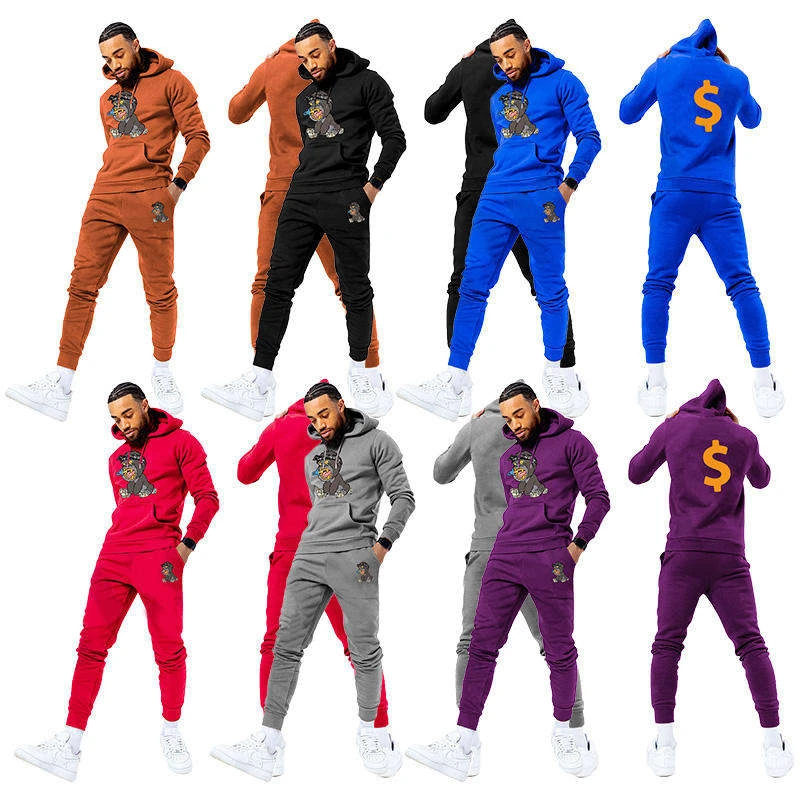 Custom Label Sweat Suits Streetwear Mens Sweatsuit Sweatpants And Hoodie Set Slim Fit Tracksuit  private label jogger sets