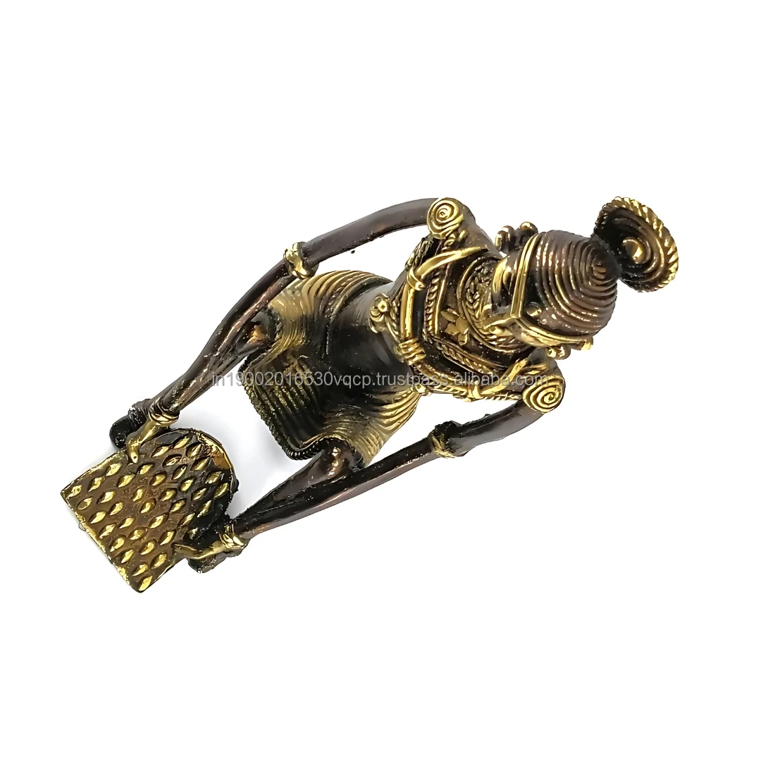 Tribal Pure Solid Brass Tribal Madin/Woman Statue Candle Holder Table Decoration From India