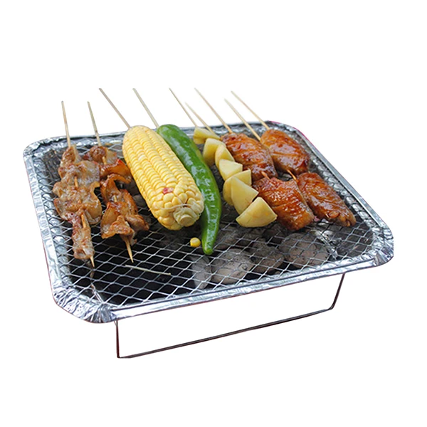High quality low smoke low ash natural coconut shell charcoal briquettes with disposable aluminum BBQ tray long lasting