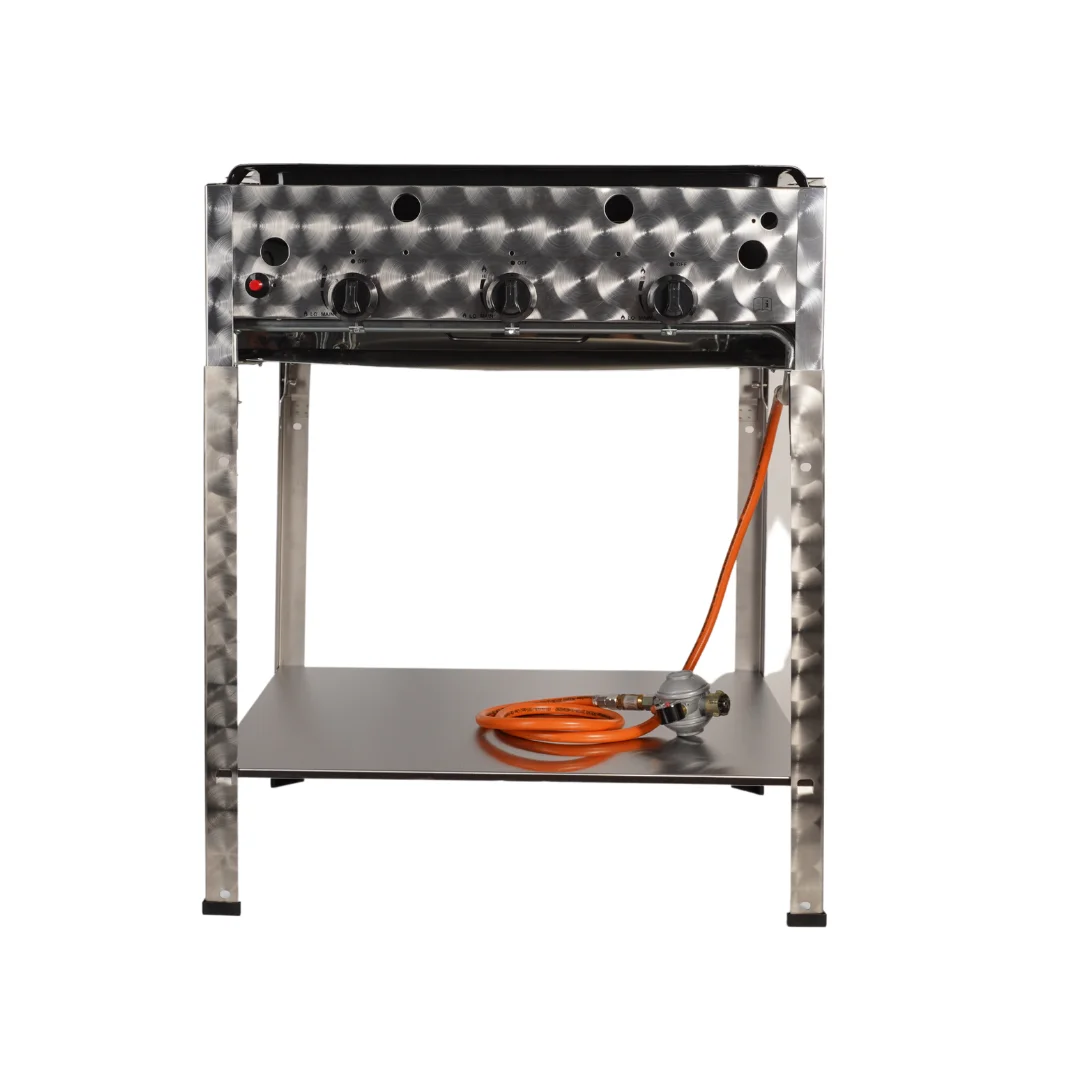 Top Product Outdoor Party Stainless Steel BBQ Grill Commercial Portable Trolley outdoor fireplace 3 Burners