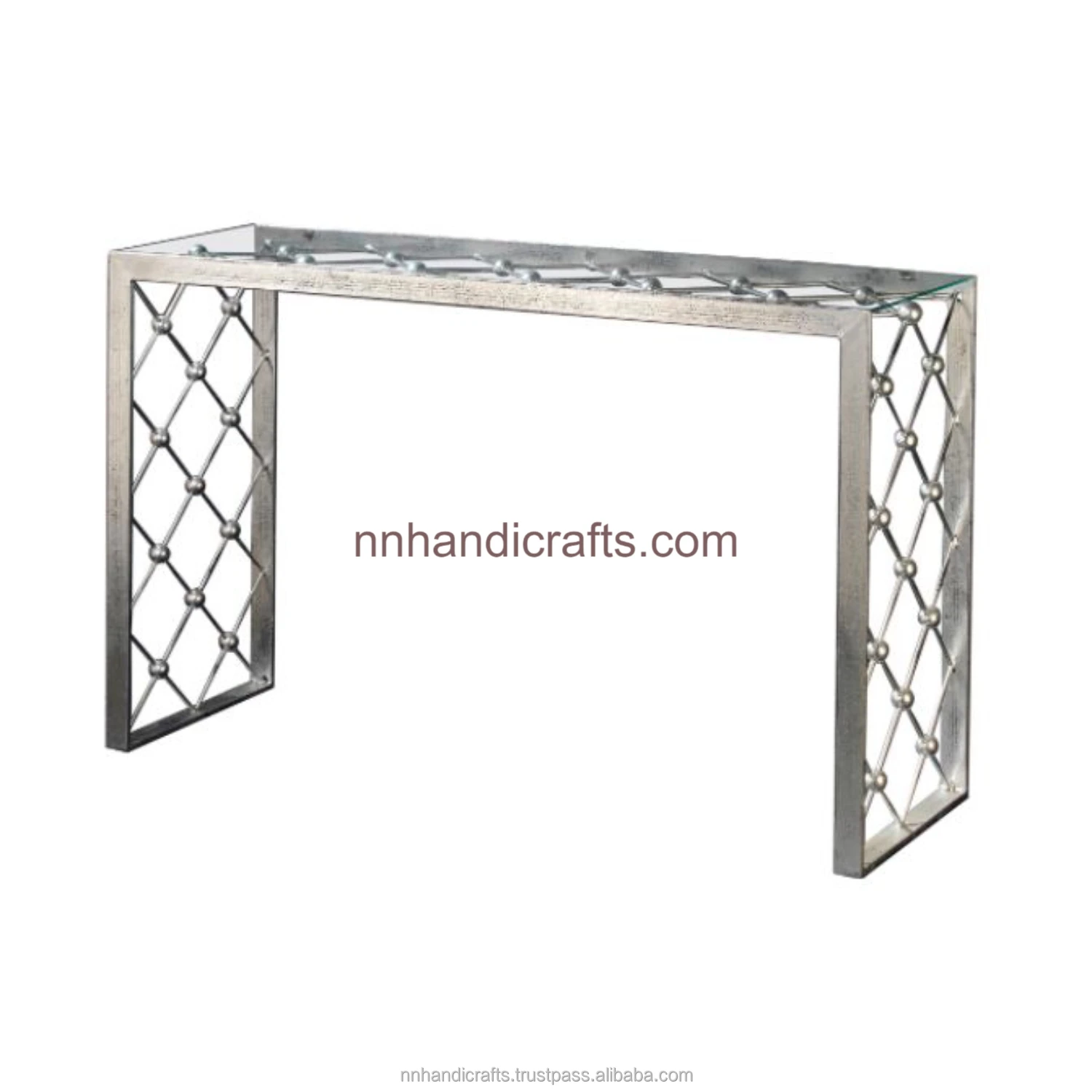 Craftsman Aluminium Metal Golden Plated Gold Glass Rectangular Console Tables Console Tables Console Tables For Farmhouse Hall