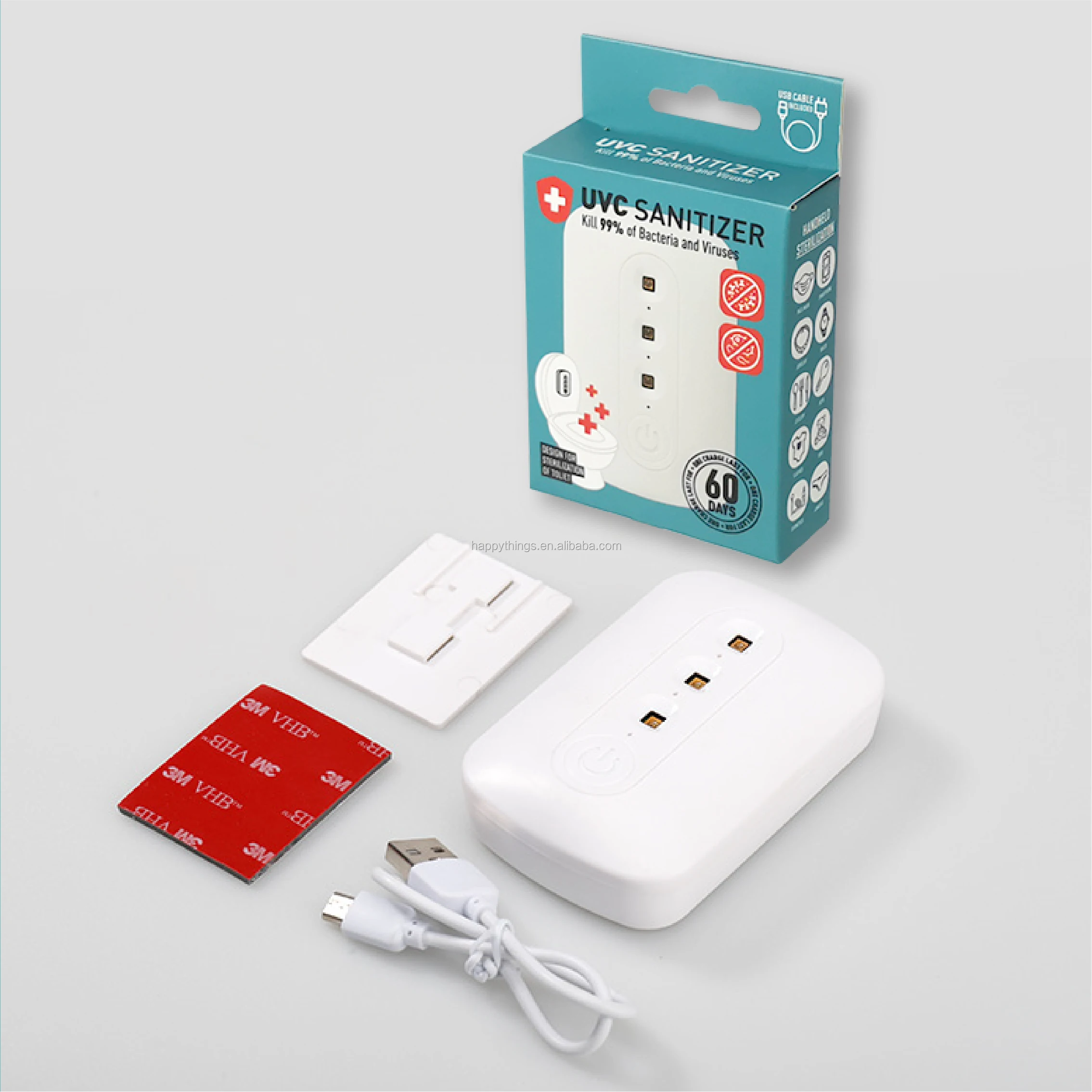 High Quality Lighting UV Sanitizing Rechargeable Atomic UVC Sanitizing Lamp Gravity Sensor UV lamp for Toilet Seat