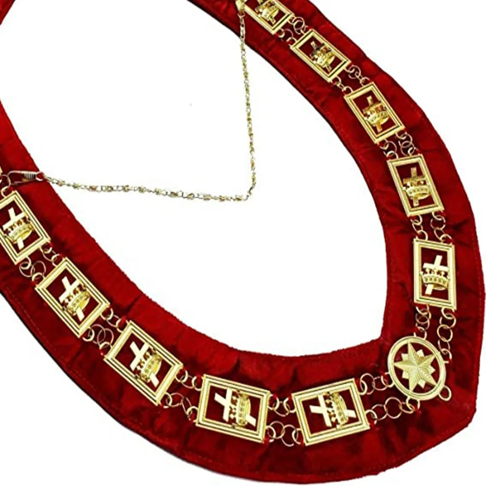 Masonic Regalia Knights Templar Metal Chain Collar gold jewels  with red velvet highest quality