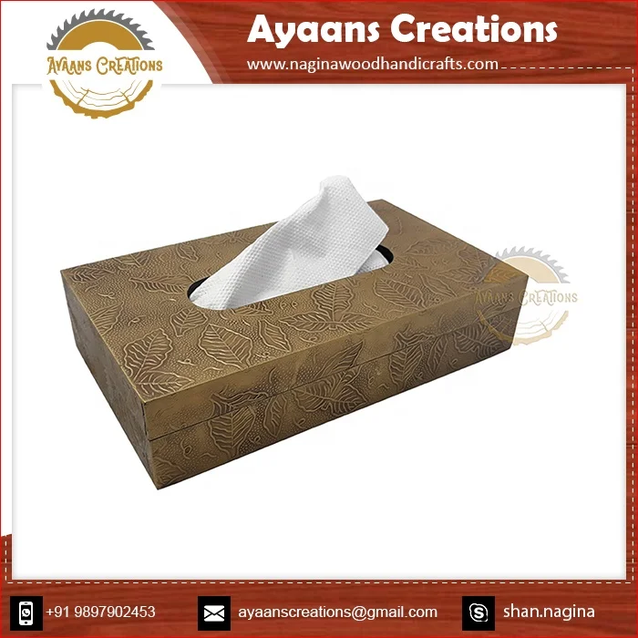 Tissue Box Wooden handcrafted 8X5X2cm Sized Natural Wood Made Tissue Box With Premium Looking Velvet Interior wooden (AC 9622)
