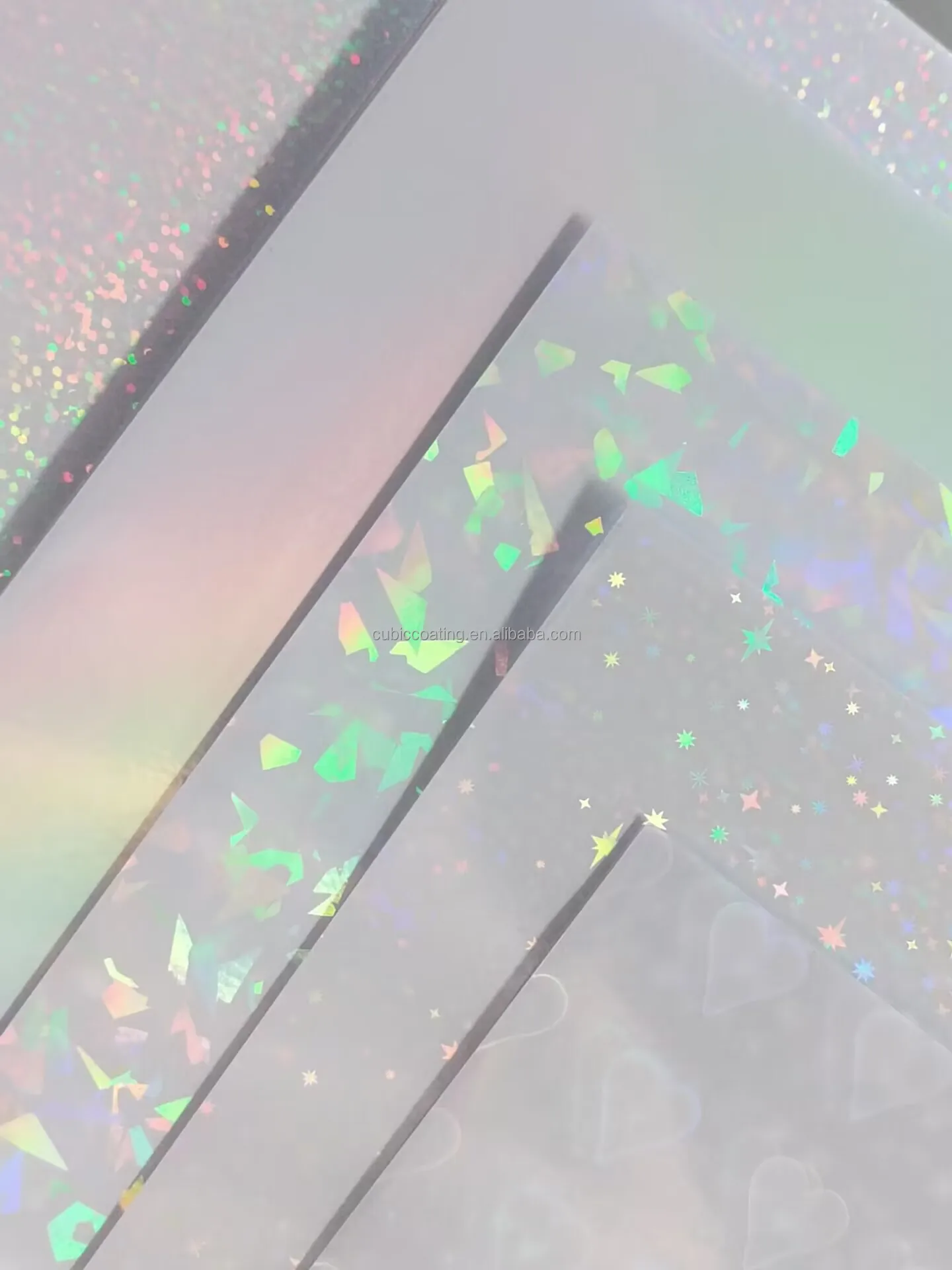 A4 Holographic Overlay Waterproof PVC BOPP Lamination Film Gem Star Rainbow Cold Laminating Roll For Photocard And Label Sticker