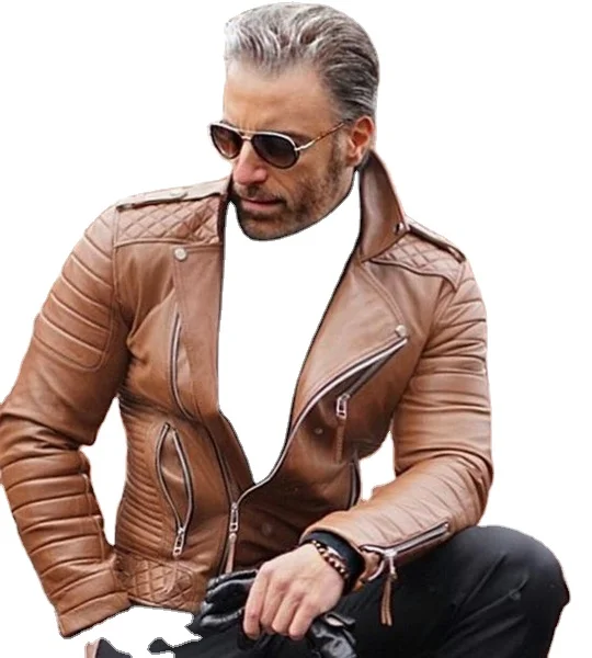 Новая мужская кожаная куртка деловой джентльмен стоячий воротник на молнии Повседневная оптовая продажа не требующая глажки Мужская большого размера