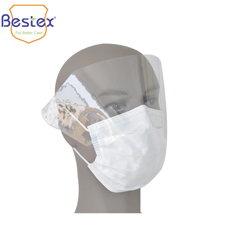 Medial Mask Wholesale 50 Pack Face Mask With Visor 3 Ply Protective Facemask With Shield