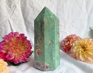 Wholesale natural beautiful ruby fuchsite healing tower point for home or table or office decoration or healing therapy
