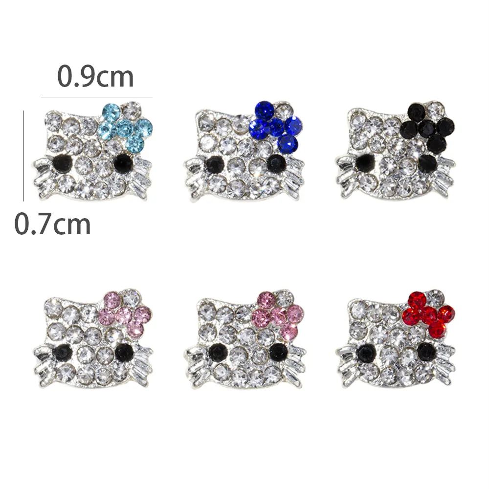 Hello Kitty Nail Accessories  Metal Alloy Accessories Diamond Kawaii 3D Kitty Nail Charms Cat Rhinestones