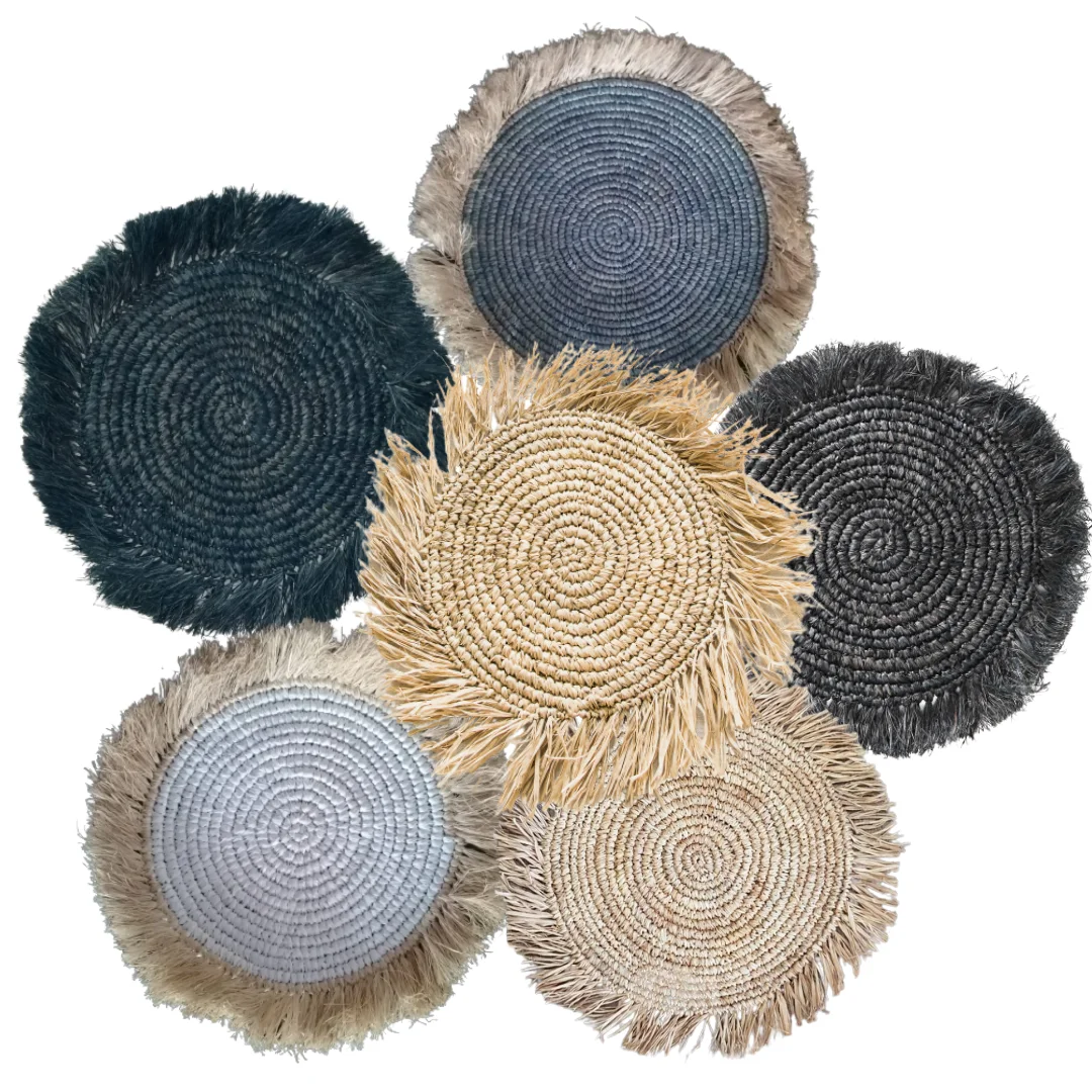 Handmade Door Mats from Viet Nam India Natural Round Woven Rafifia Placemats with Best Price and High Quality for Wholesale