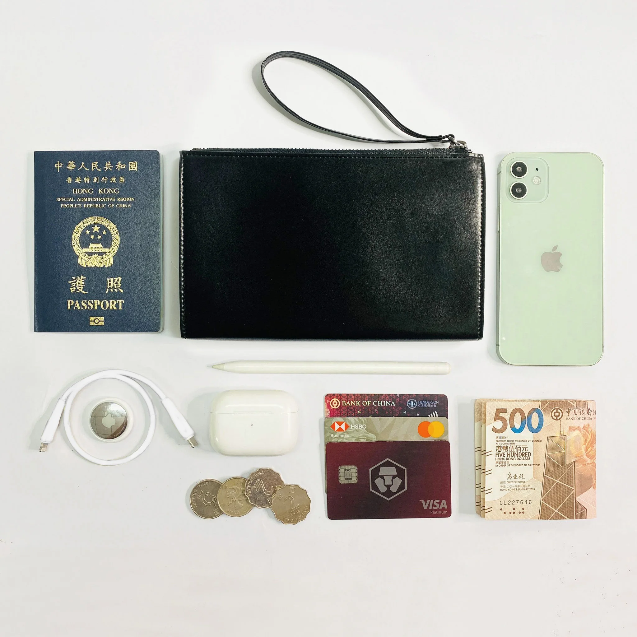 Japan Style Travel Bag All-In-One Phone Earpod Key Wallet Genuine Leather Model for Convenient Passport Storage