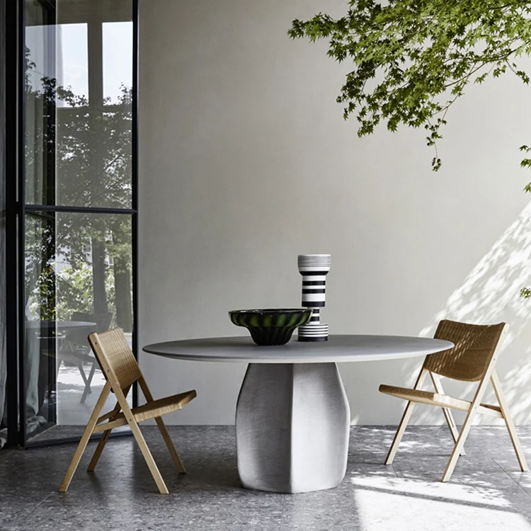 Luxury Diningroom Sintered Stone Slate Top Marble Lazy Susan Swivel Rectangular Modern Round Dining Table