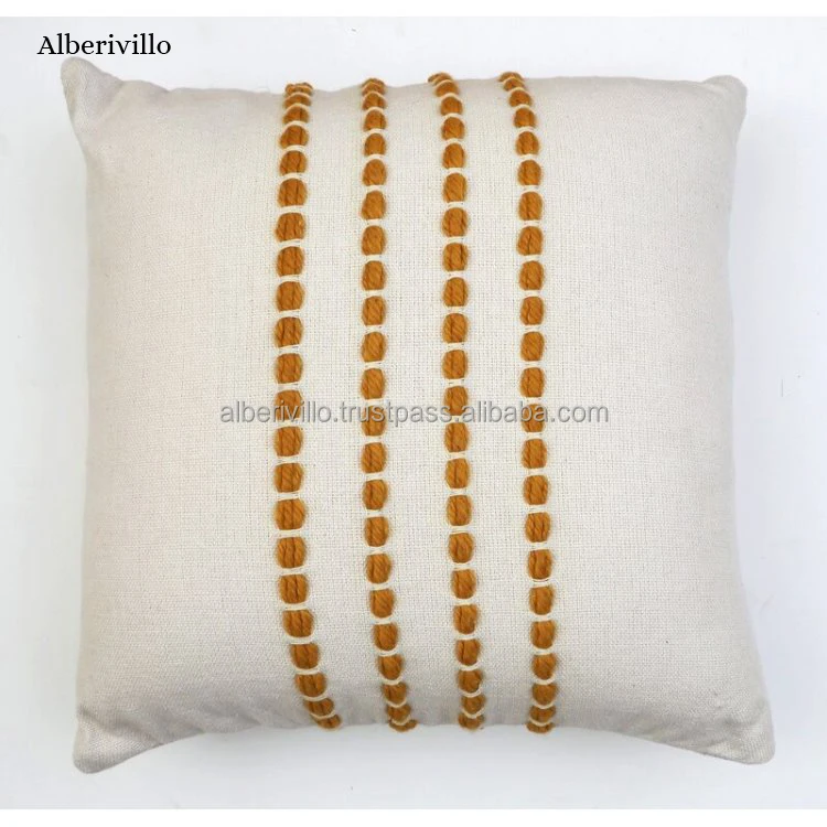 Indian Bohemian Cushion Covers for Outdoor Fringe Pattern Floor Cushions Moroccan 100% Cotton Pillow Case