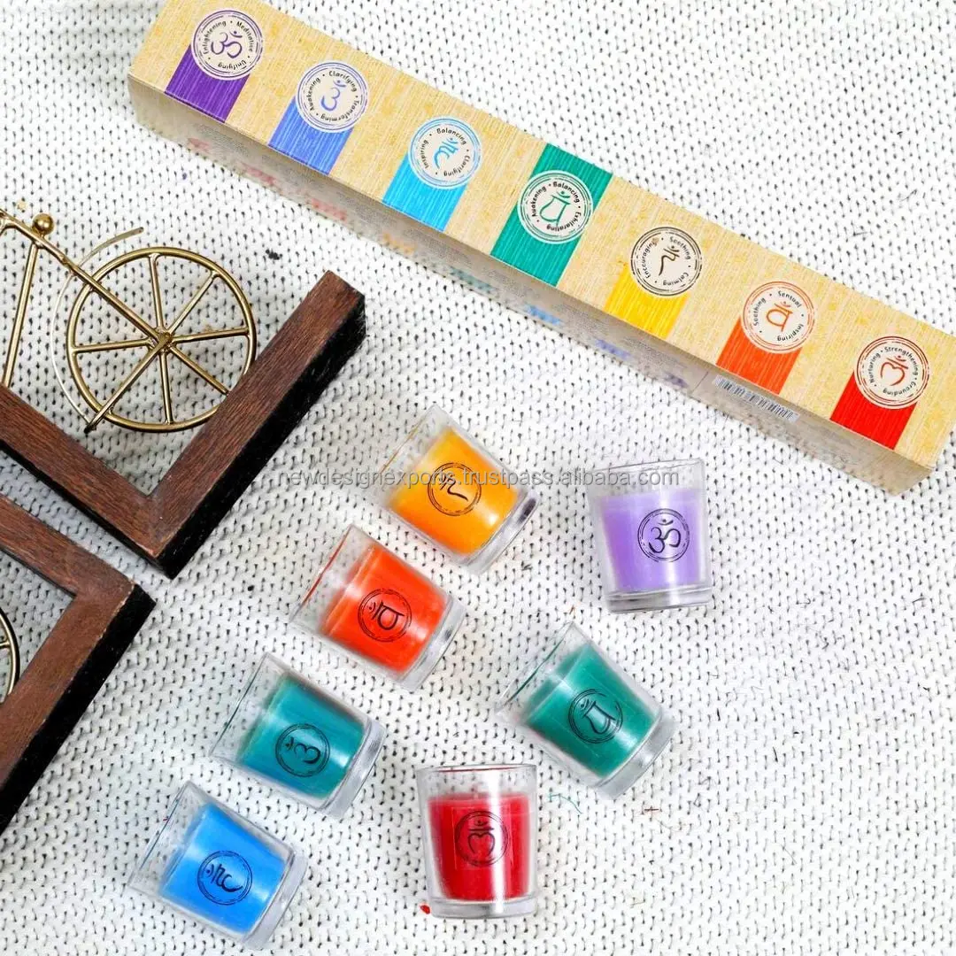 Ароматические свечи Chakra & Luck набор свечей для ароматерапии эвкалипт лаванда роза жасмин кедр лотос и иланг