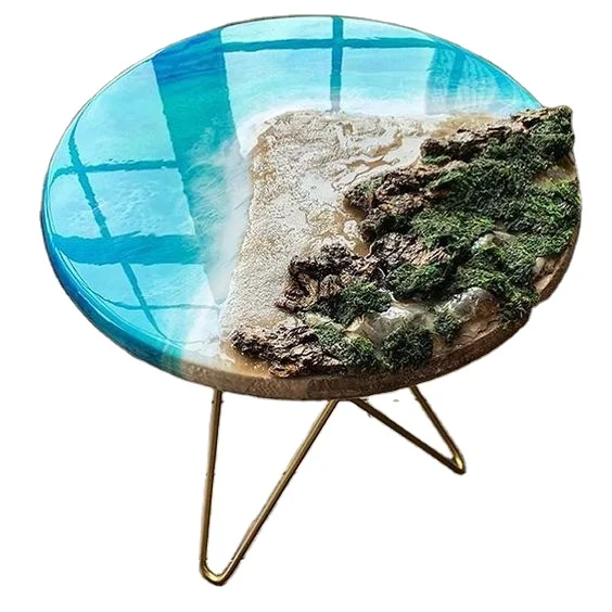 100% Vietnamese Handmade Custom Order Clear Epoxy Resin Dining Live Edge Ocean Table Kit Live Edge River Coffee Table